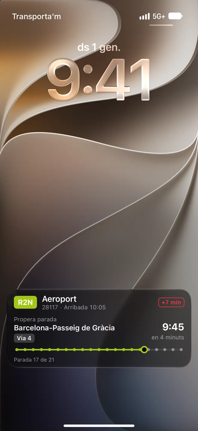 Pantalla de Des de la pantalla de bloqueig a Transporta’m