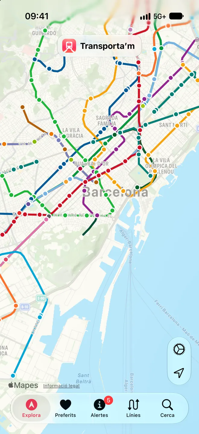 Pantalla de Tots els vehicles al mapa a Transporta’m