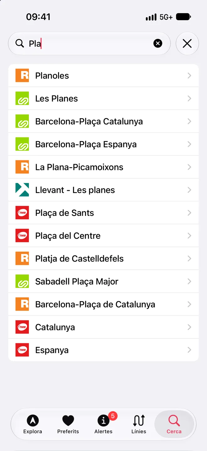 Pantalla de Cerca de parades a Transporta’m